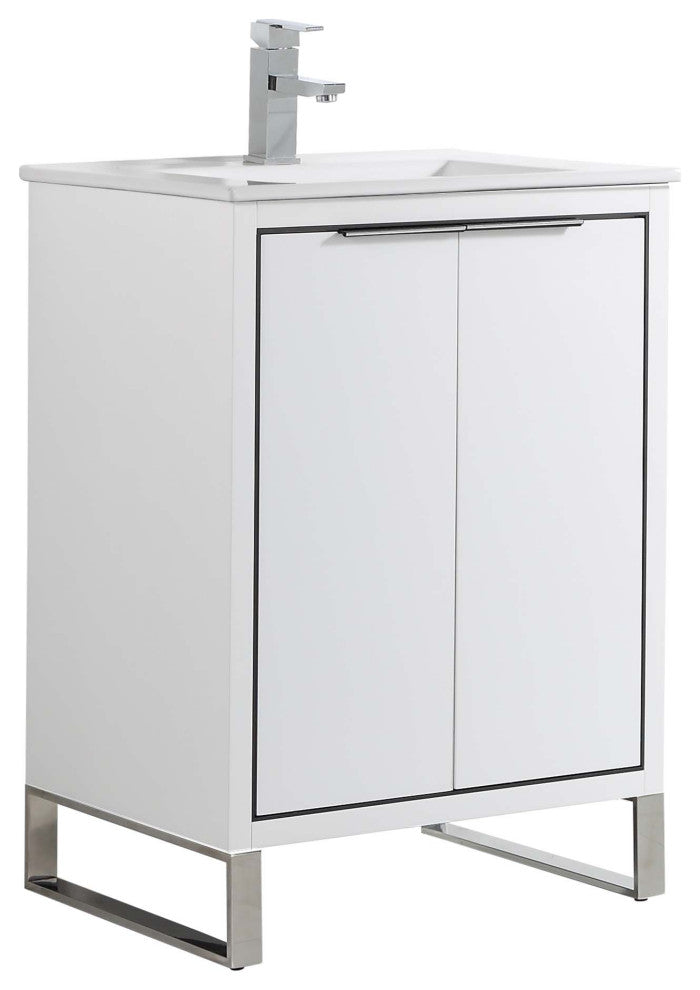 Fine Fixtures Opulence Collection Bathroom Vanity with White Ceramic Sink