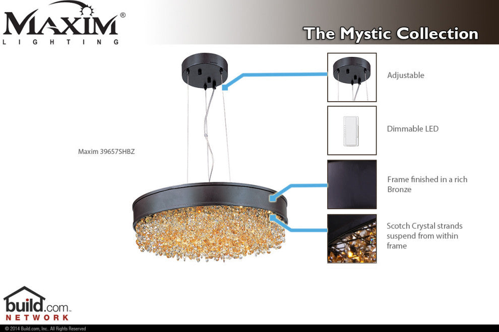Maxim 39657 Mystic 30"W LED Crystal Pendant - Bronze / Scotch Crystal Glass