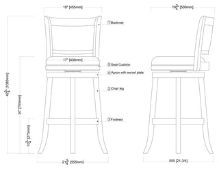 Augusta Swivel Bar Stool, Black