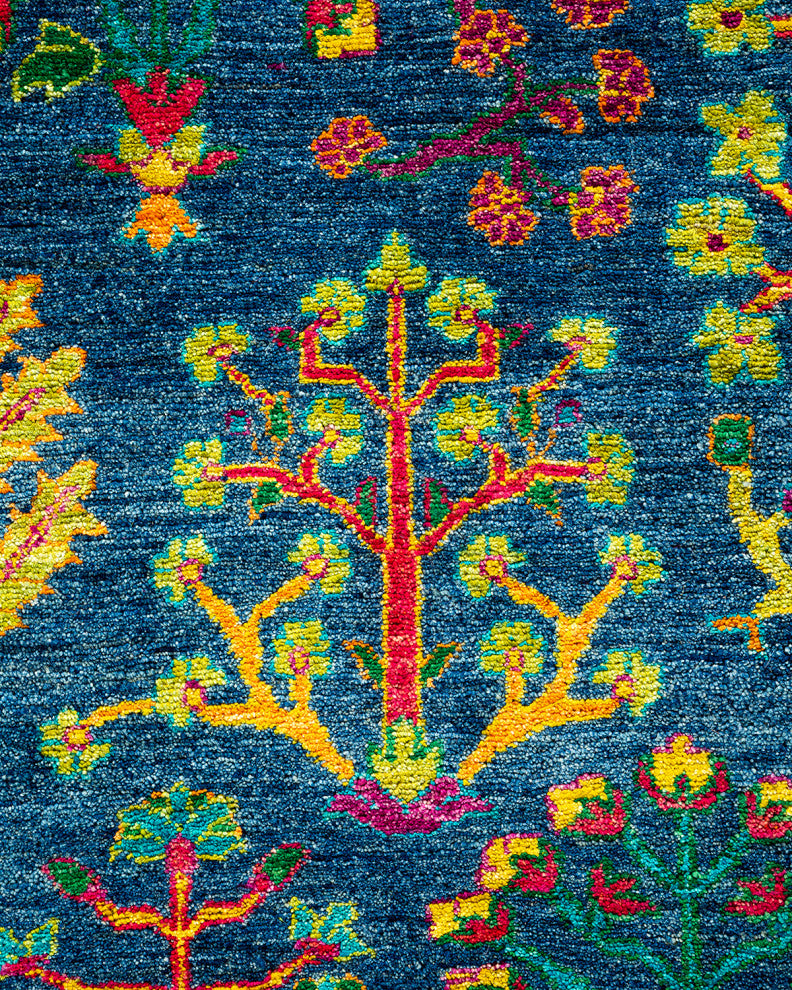 Eclectic, One-of-a-Kind Handmade Area Rug Blue, 13' 10" x 7' 10"