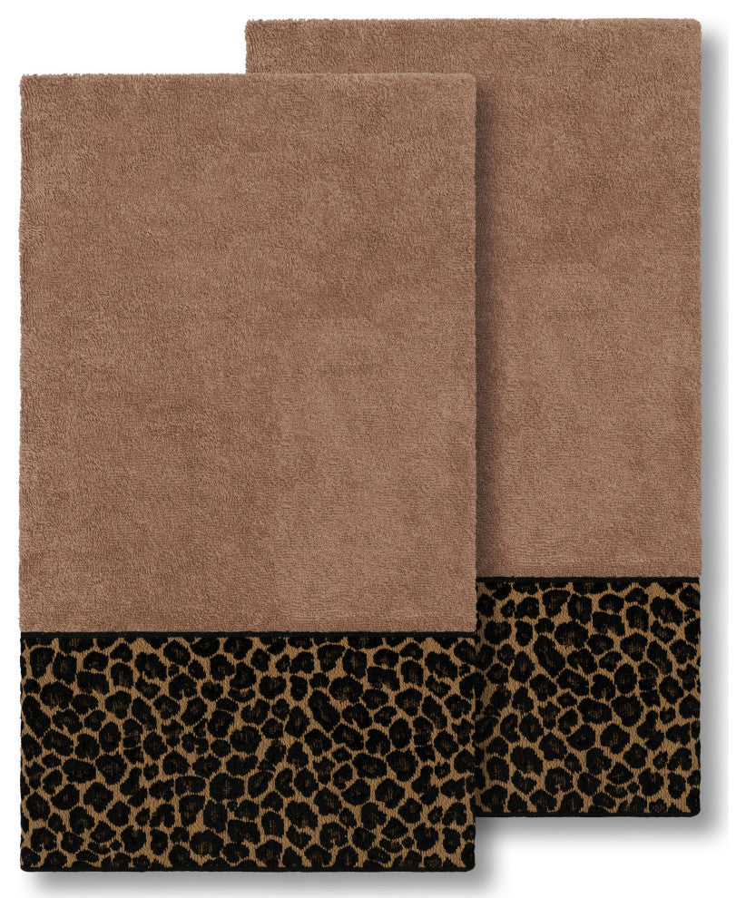 Linum Home Turkish Cotton Spots 2-Piece Embellished Bath Towel Set, Latte