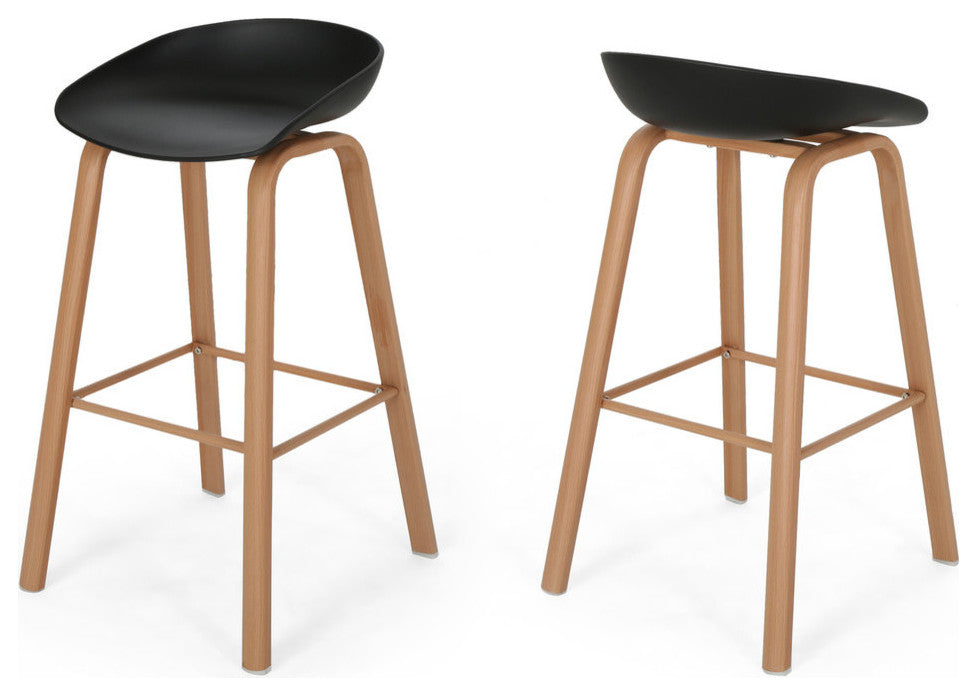Morgan 30" Modern Barstool With Iron Legs, Set of 2, Black