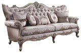 ACME Jayceon Fabric Tufted Sofa with 5 Pillows in Champagne Beige