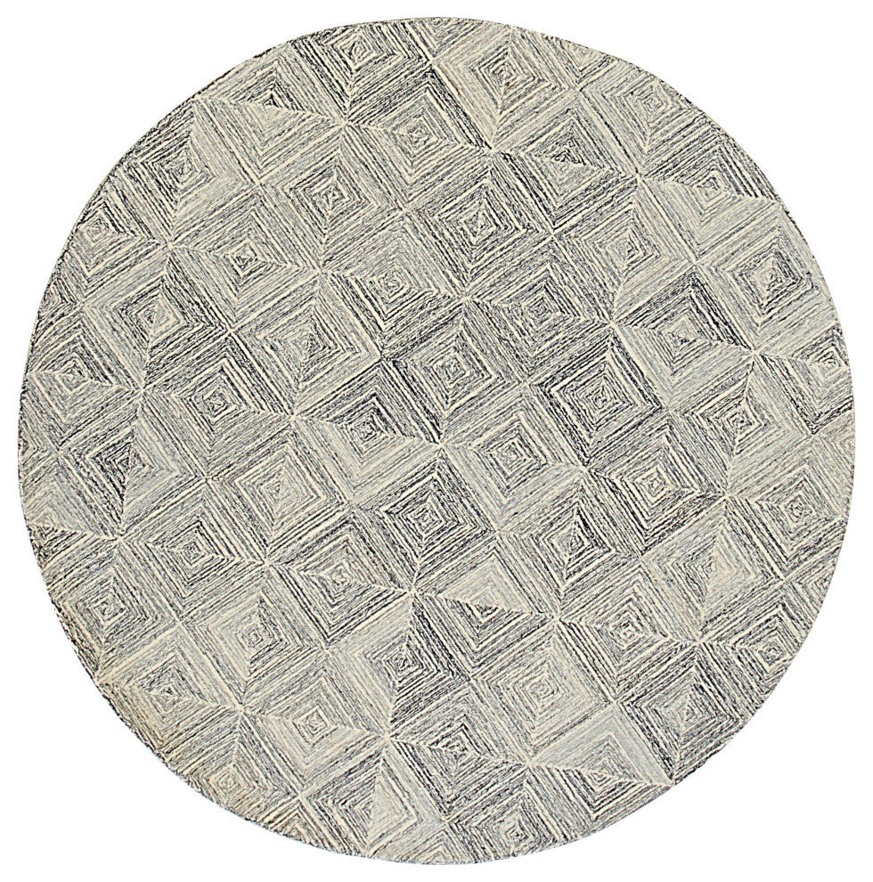 Hand-Tufted Wool Multi Gray Transitional Geometric Modern Tufted Rug, 6'x6'