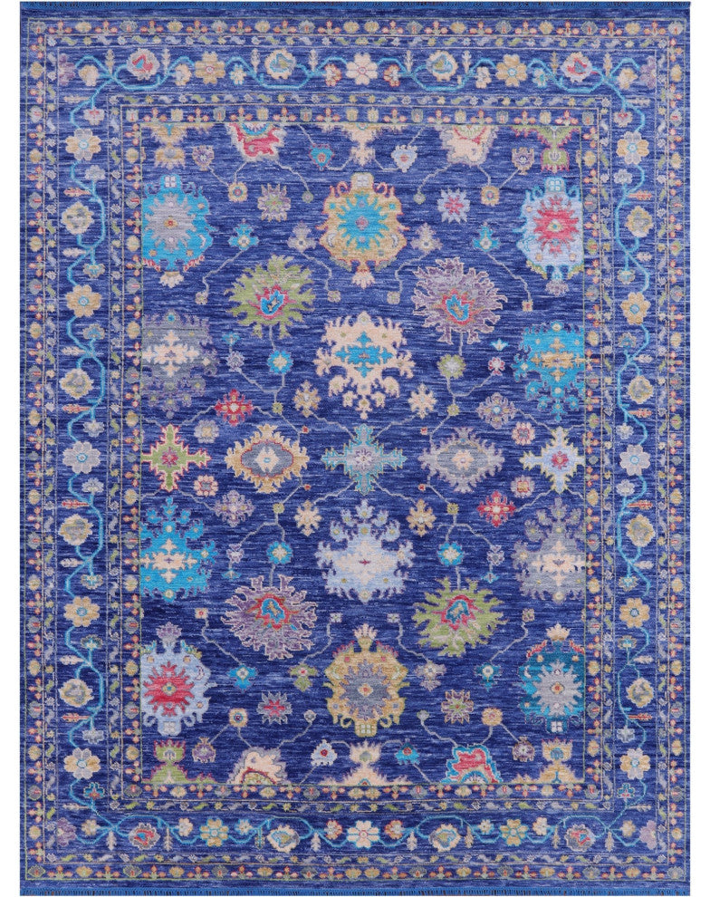 9' 2" X 12' 1" Hand-Knotted Turkish Oushak Wool Rug - Q14959