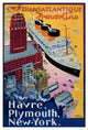 "Transatlantique-French Line / Paris-Havre-New York" Paper Art, 26"x38"
