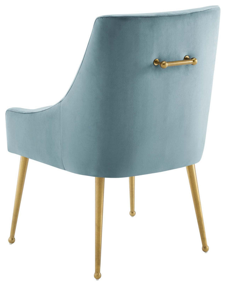 Side Dining Chair, Set of 2, Velvet, Metal, Blue, Modern, Cafe Bistro Restaurant