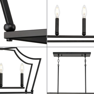 Parkhurst Collection Six-Light Matte Black Linear Island Chandelier Light