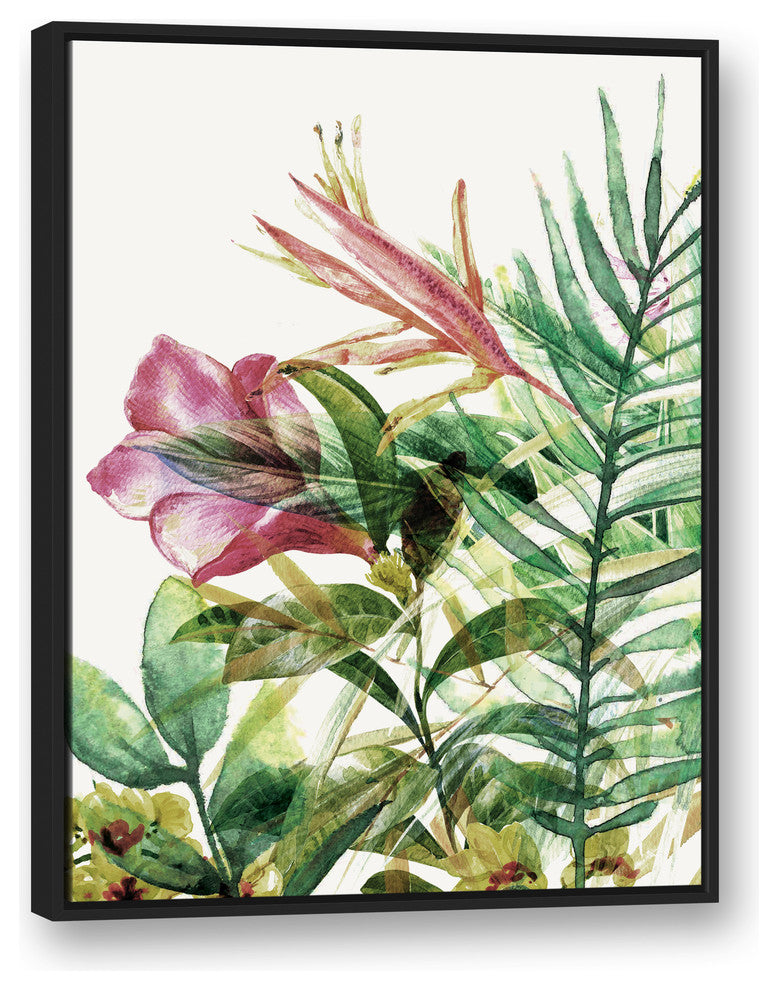 Tropical Plants 30x40 Black Floating Framed Canvas