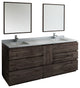 Fresca Formosa 84" Acacia Floor Standing Double Sink Bathroom Vanity w/ Mirrors,