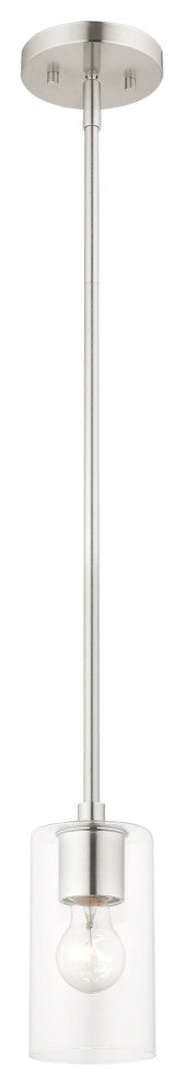 Livex Lighting Zurich 1 Light Brushed Nickel Mini Pendant