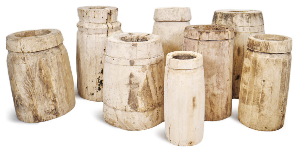 Consigned Sun Bleached Wood Butter Pot