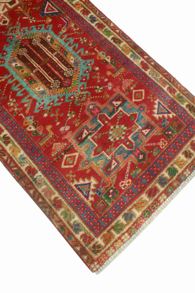 Fine Vintage Distressed Marland Red/Beige Runner, 2'8x10'7