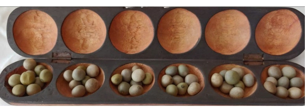 Traditional Carved Elephant Mancala Set | Wood Seeds Africa Game Sculpture Oware