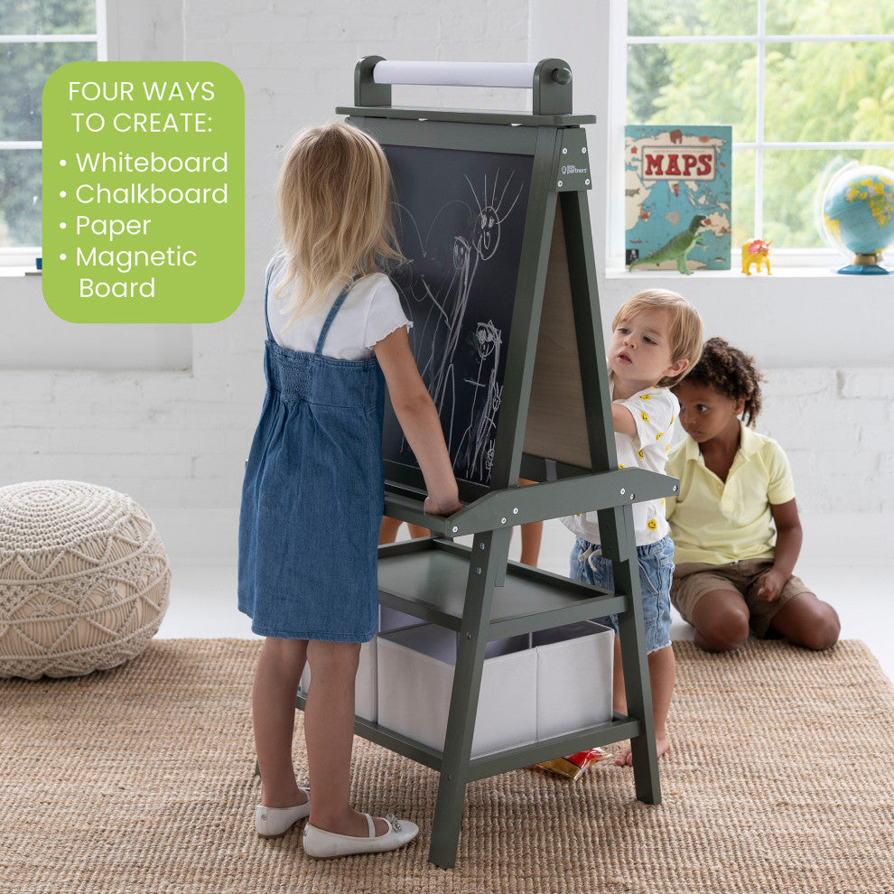 Little Partners Deluxe Learn and Play Art Center, Olive Green