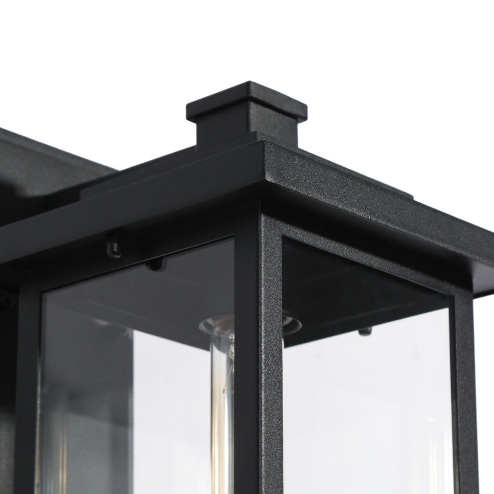 LNC 1-Light Matte Black Transitional Outdoor Wall Sconce, 15"h