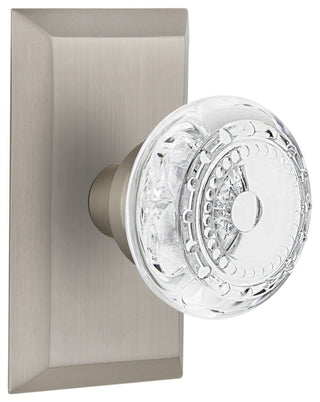 Studio Plate Passage Crystal Meadows Knob, Satin Nickel, 2.375"