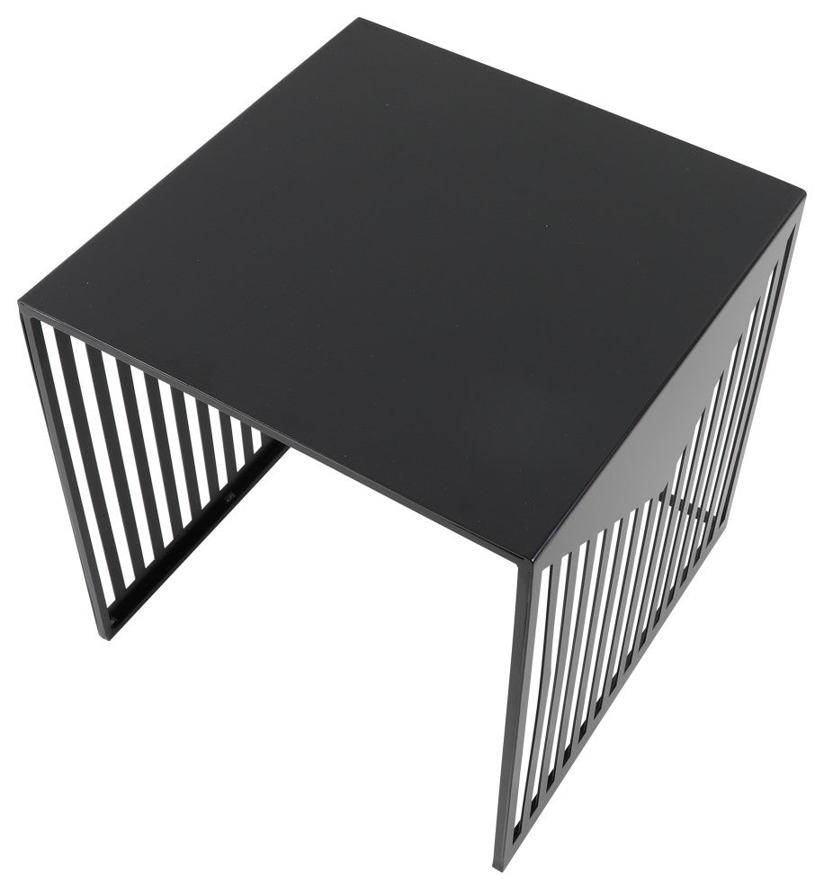 LeisureMod Cisco Modern Square Steel Side Table, Black
