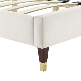 Zahra Channel Tufted Performance Velvet Twin Platform Bed, White