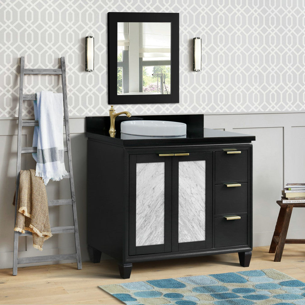 43" Single Vanity, Dark Gray Finish With Black Galaxy