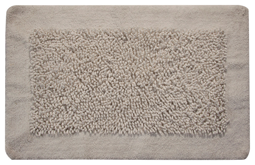 Bath Rug Cotton and Chenille Tufted, 34"x21", White, GSF 200, Pattern Lima