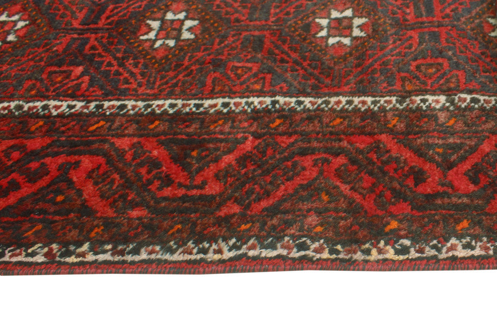 Vintage Distressed Mateen Navy/Red Rug, 3'11x7'3