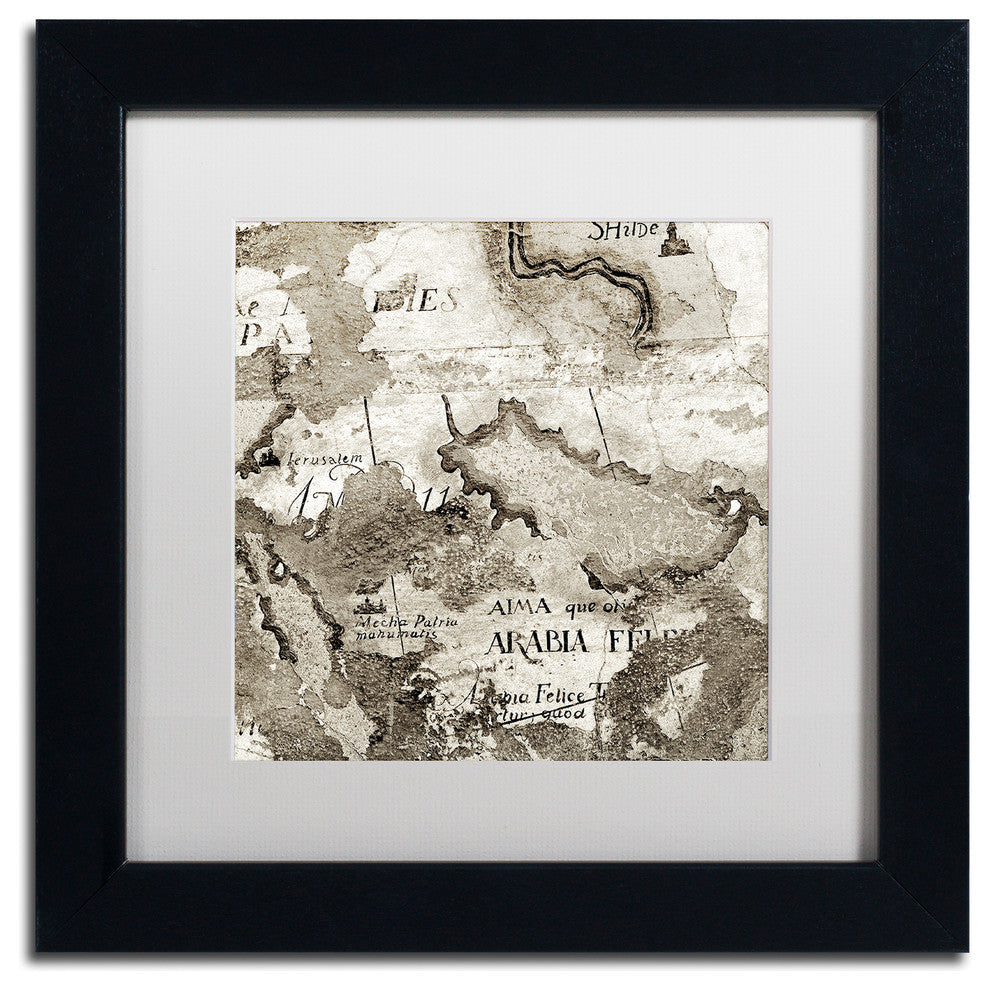 Alan Blaustein ''La Mappa II'' Art, Black Frame, White Mat, 11x11