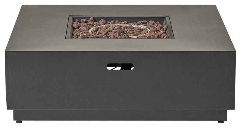 Jasmine Outdoor 50,000 BTU Square Fire Pit, No Tank Holder, Dark Gray