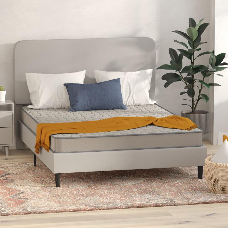 Capri Comfortable Sleep CertiPUR-US Certified Spring Mattress, Mattress in a Box, Gray, Queen
