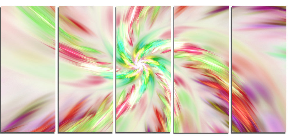 Exotic Multi Color Spiral Flower, Abstract Canvas Art Print, 60"x28", 5 Panels