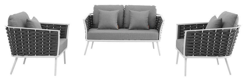 Stance 3 Piece Outdoor Patio Aluminum Sectional Sofa Set