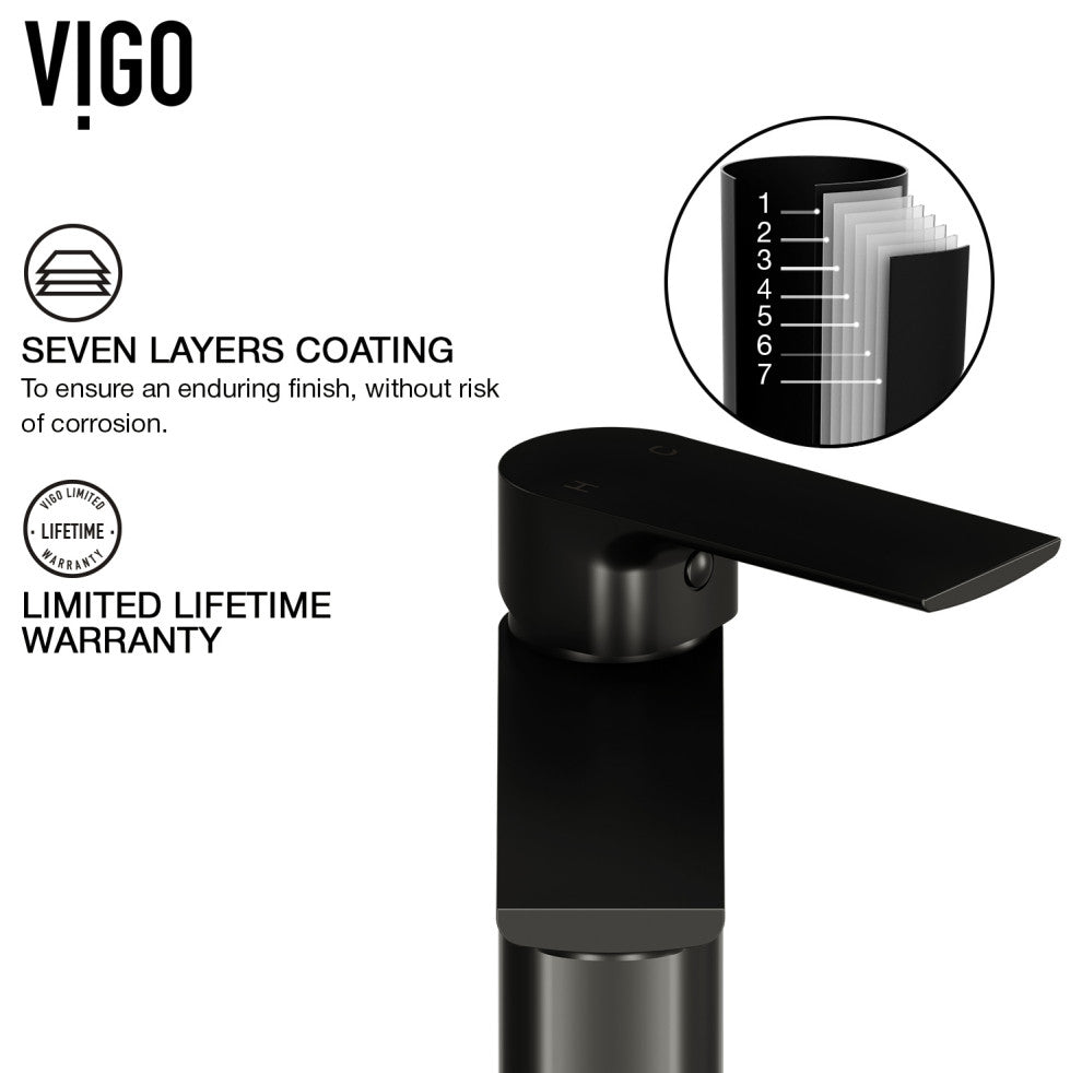 VIGO 6" H Davidson Single Handle Single Hole Faucet, Matte Black, Without Extras