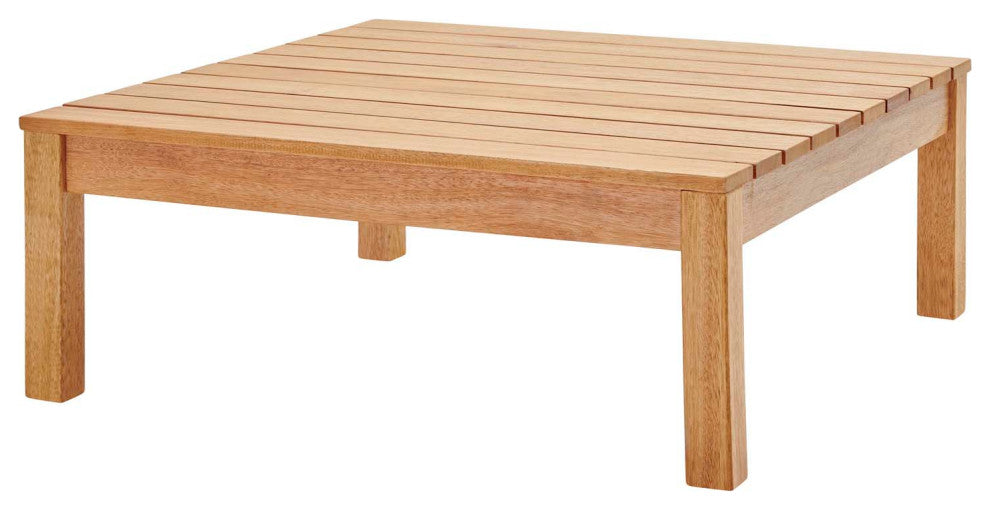 Lounge Coffee Table, Square, Wood, Brown Natural, Modern, Outdoor Patio Cafe