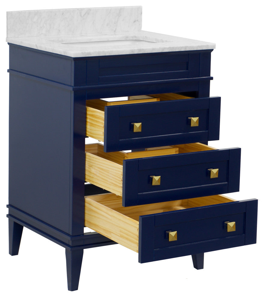 Eleanor 24" Bathroom Vanity, Royal Blue, Carrara Marble