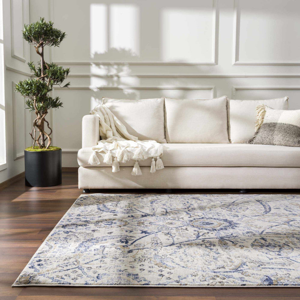 Hauteloom Georgiana Beige & Blue Area Rug, 2'x2'11" Rectangle