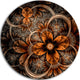Dark Orange Digital Art Fractal Flower, Floral Round Wall Art, 11"