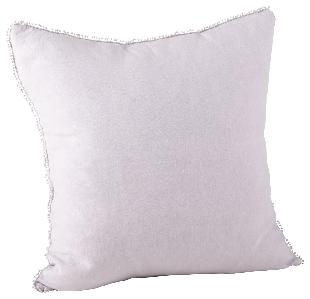 Pompom Pillow, Lavender, 20", Down Filled