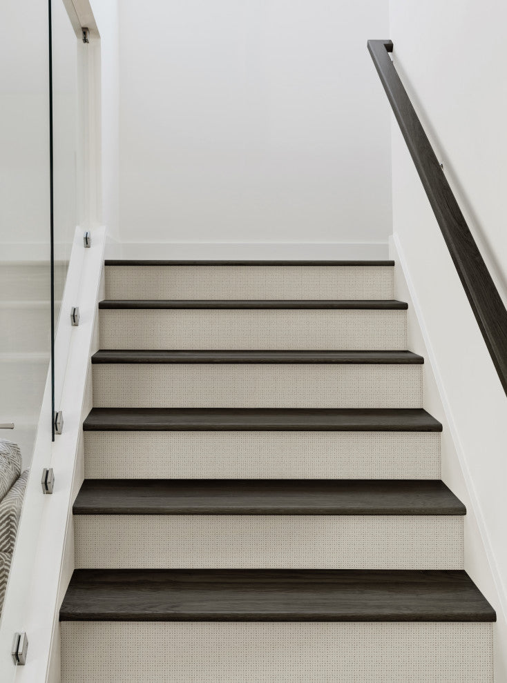 Burlap Hash Pattern Peel and Stick Stair Riser Strips, Desert Taupe, 48"w X 6"h, 6 Pack