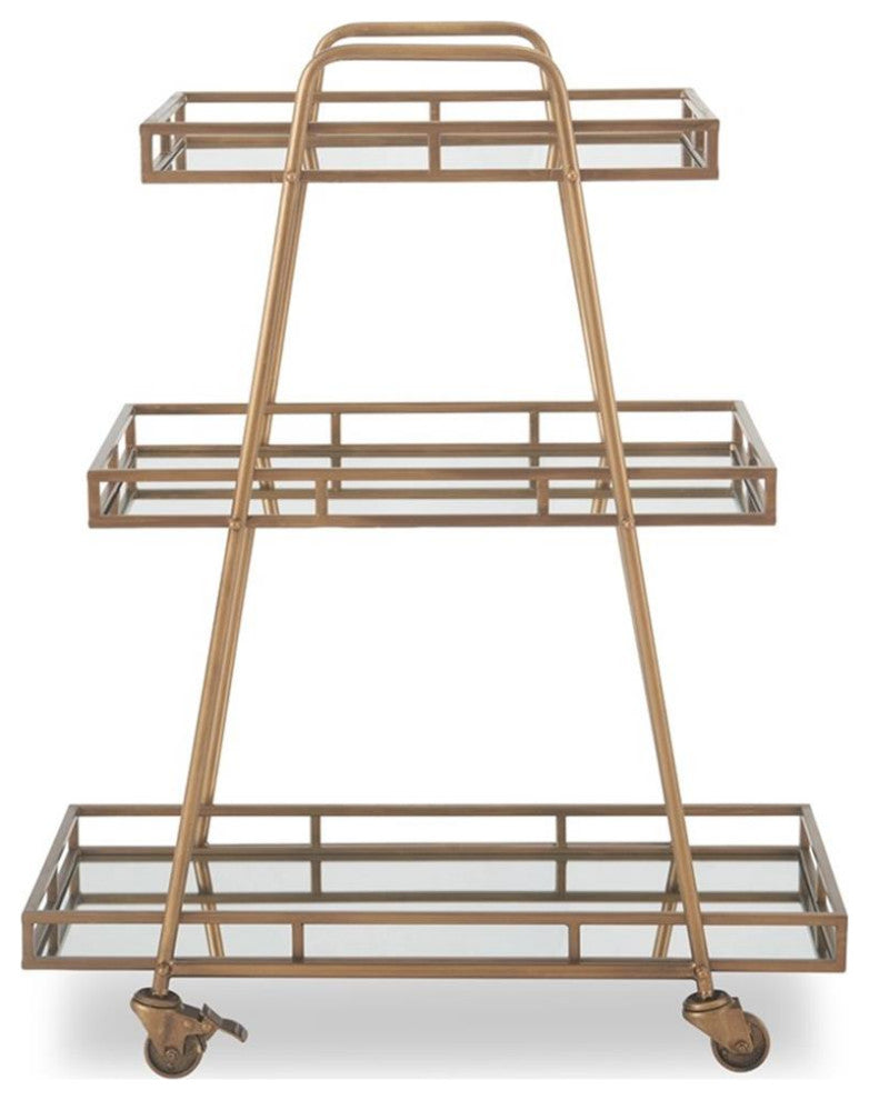 Adore Decor Addison Bar Cart Antique Gold