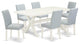 7-Piece Set, 6 Chairs and Rectangular Table, Linen White