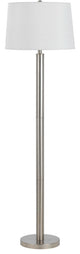 100W Metal Floor Lamp, Brushed Steel Finish, White Shade