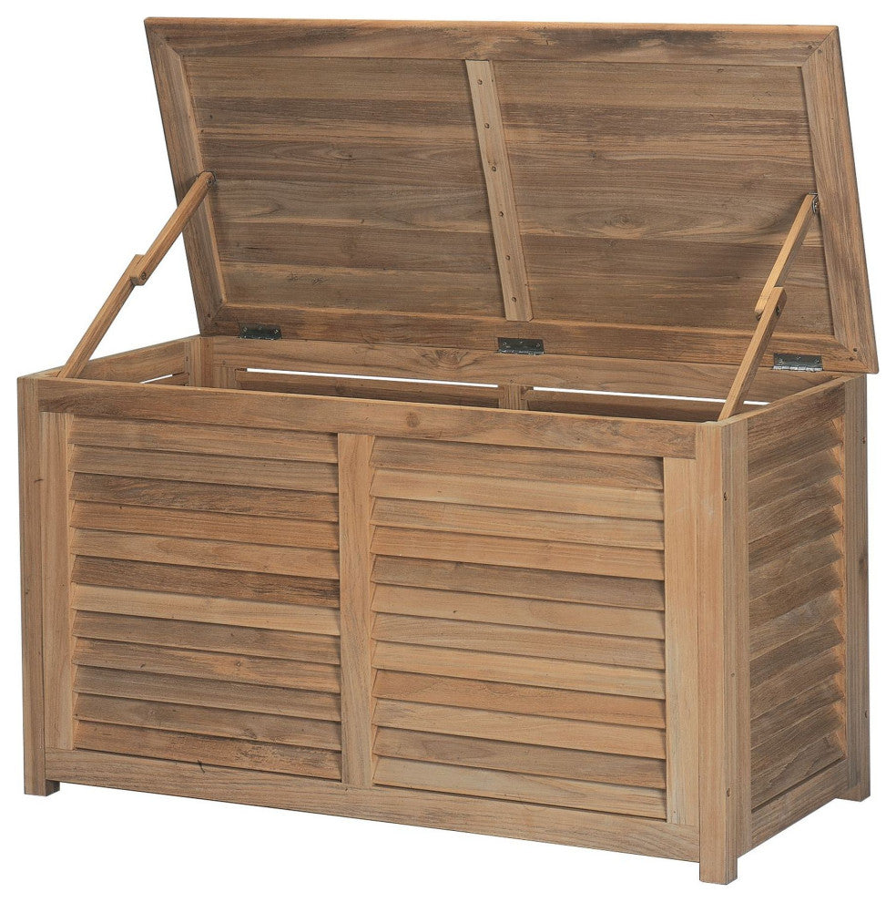 Poolside Teak Outdoor Storage Cushion Box