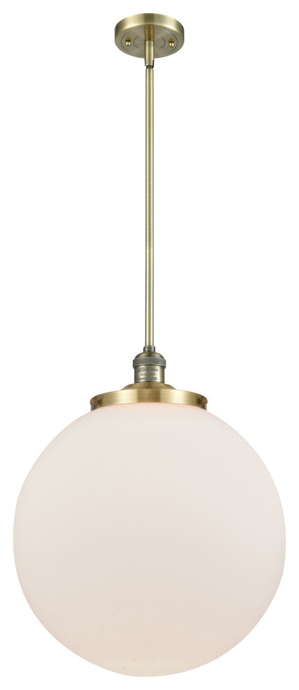 Beacon Pendant, Antique Brass, Matte White