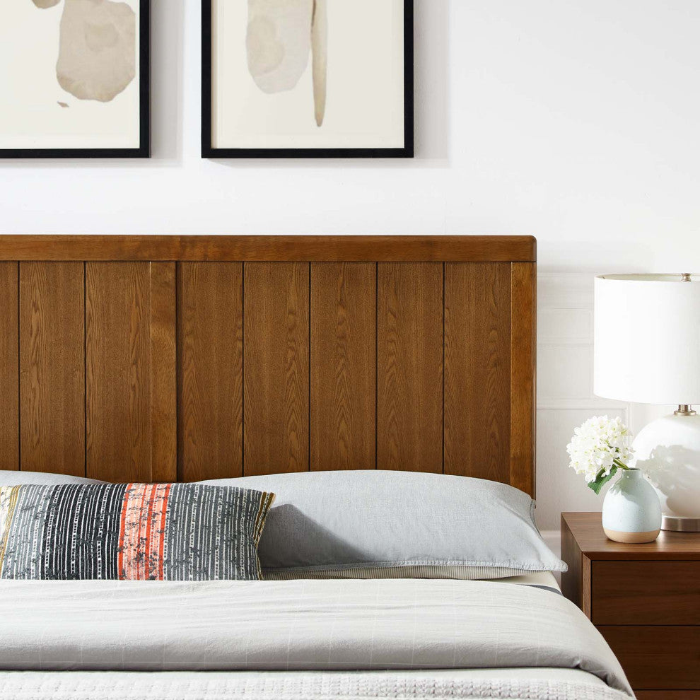 Headboard, Queen Size, Wood, Brown Walnut, Modern Mid-Century, Bedroom Master