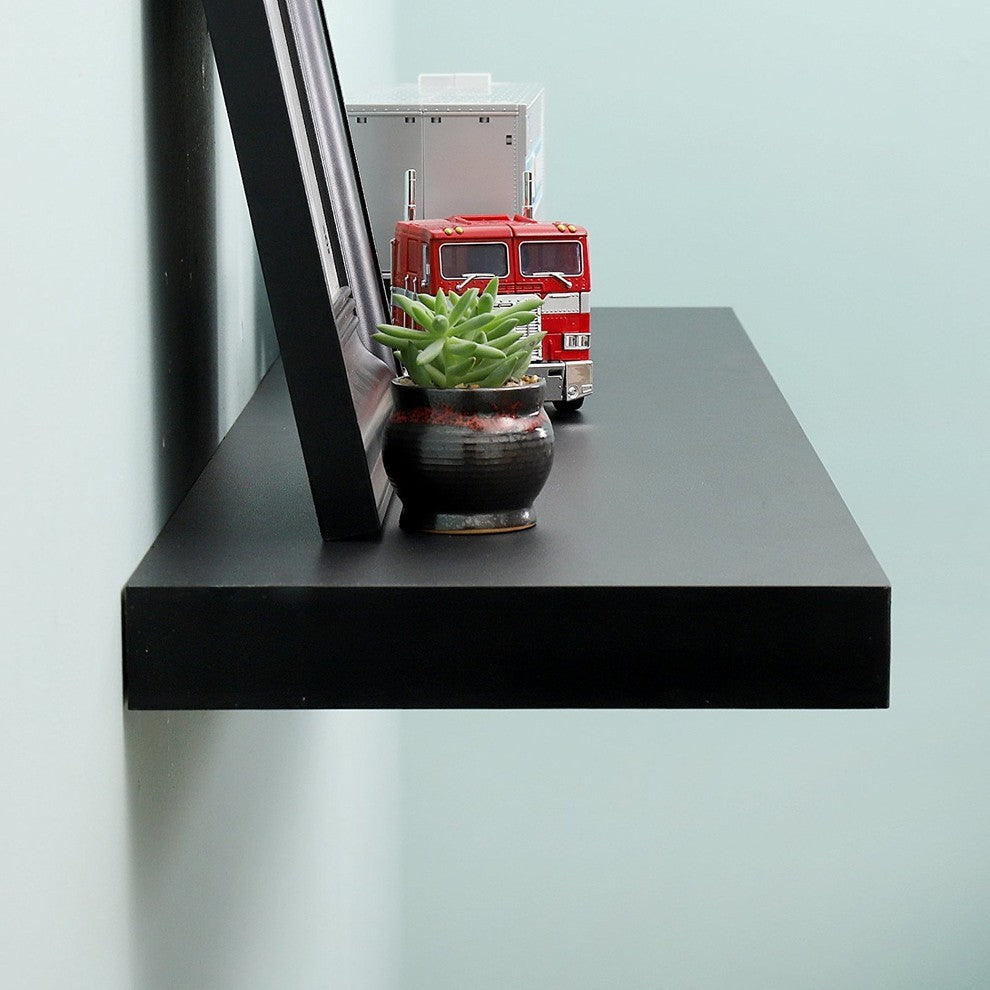 11.81" Depth Grande Floating Wall Shelves, Black, 47.24"