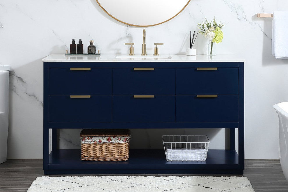 Louie 60" Single Bathroom Vanity, Blue
