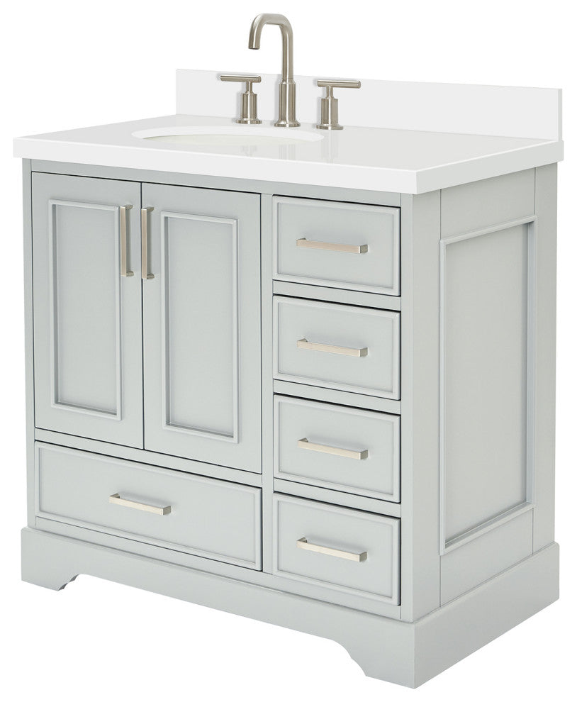 Ariel Stafford 37" Single Left Offset Oval Sink Bathroom Vanity