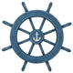 Rustic All Decorative Ship Wheel With Anchor, Light Blue, 18"