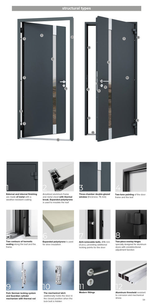 Exterior Prehungdouble Doors Cynex 6777 Black 2 Side Exterior Windows