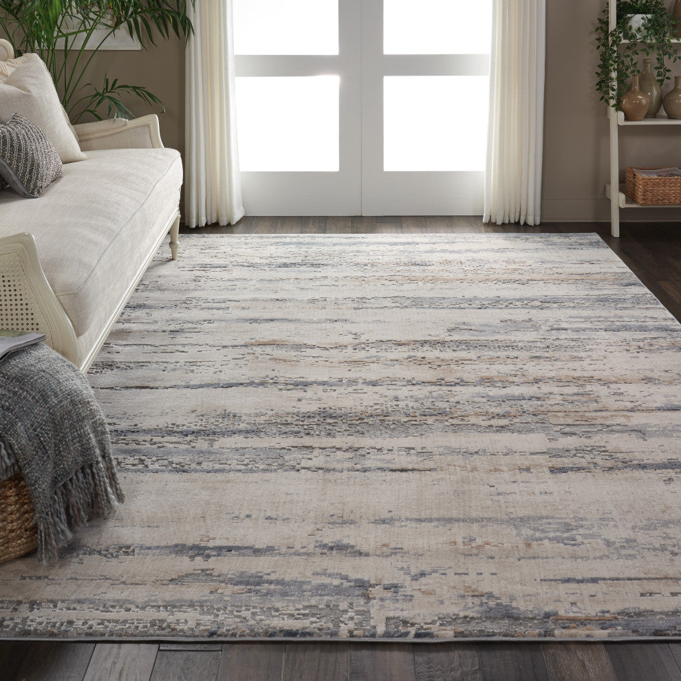 Nourison Rustic Textures 7'10" Round Beige/Grey Modern Indoor Area Rug